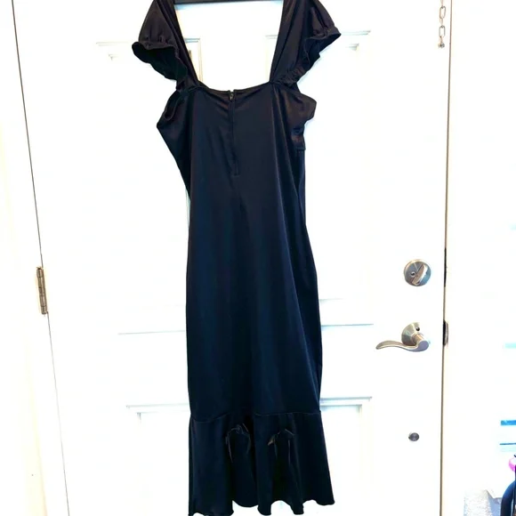 Spandex Pinup Black Wiggle Dress, Sweetheart Neck LG (rns small) by Lolita Girl - Picture 6 of 11